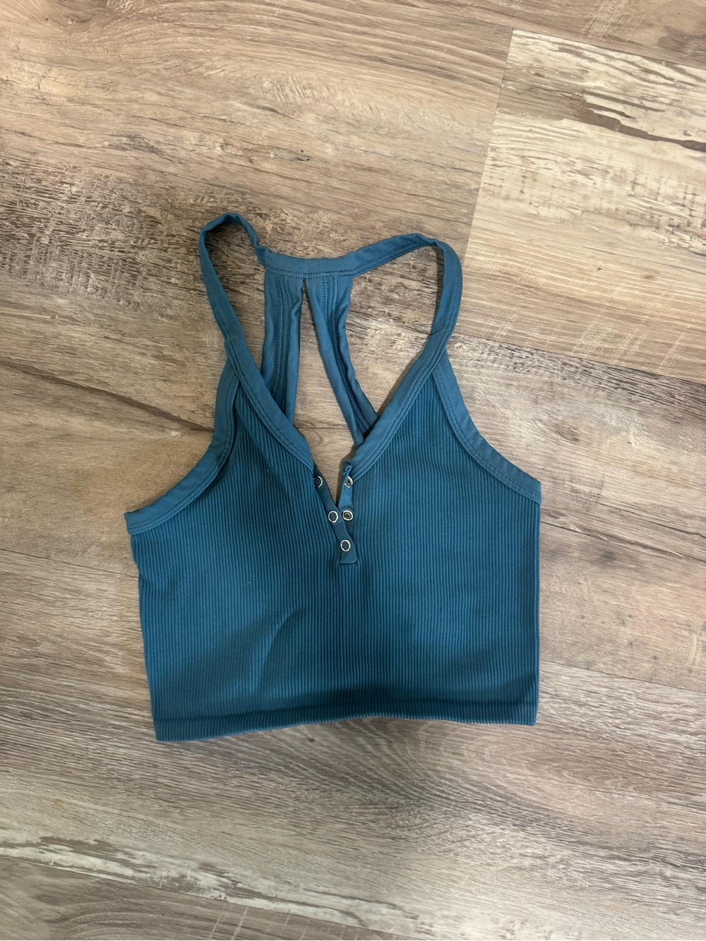 FP Movement Teal Racerback Crop Tank with Snap Front